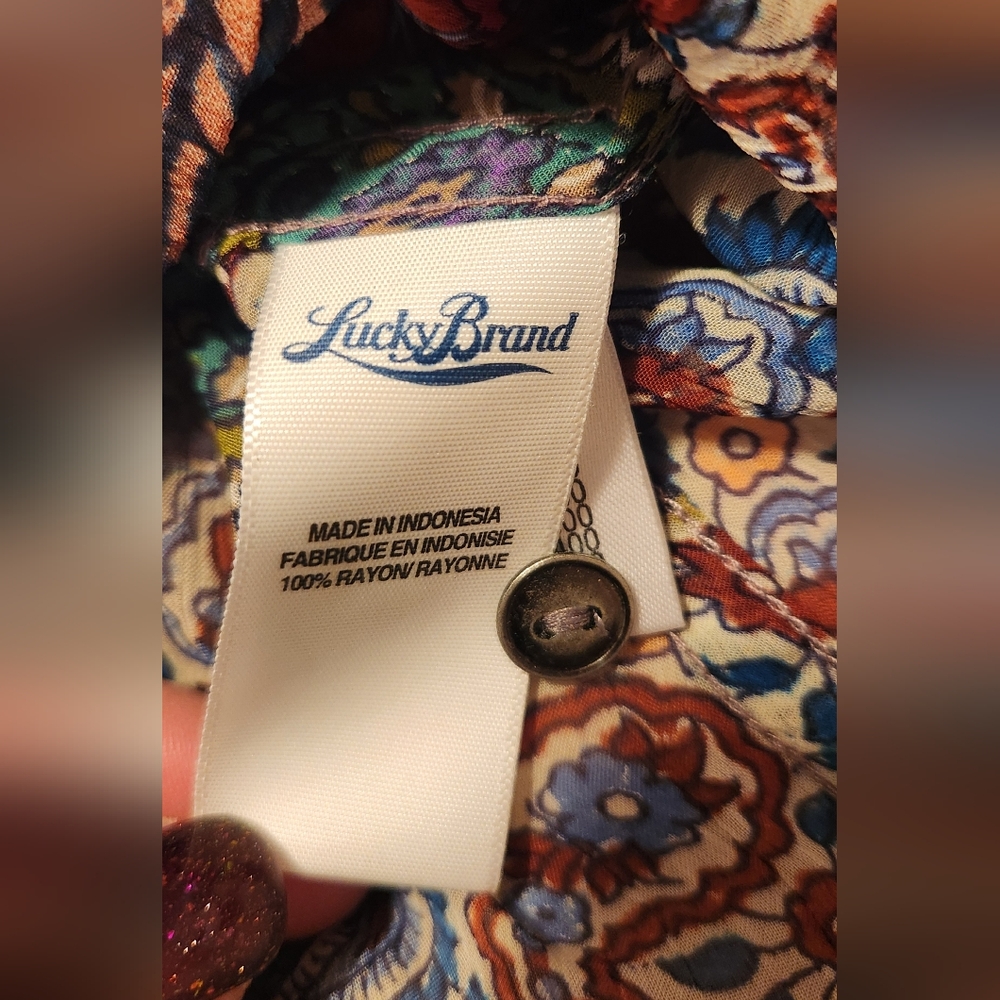 Lucky Brand Multicolor Patchwork Button-Up Shirt … - image 10